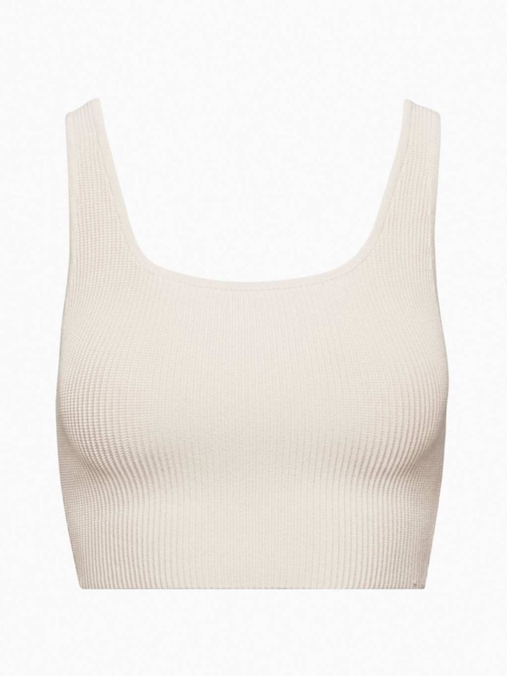 Aritzia Babaton Sculpt Knit Squareneck Cropped Tank - Matte Pearl Cream Rib Top